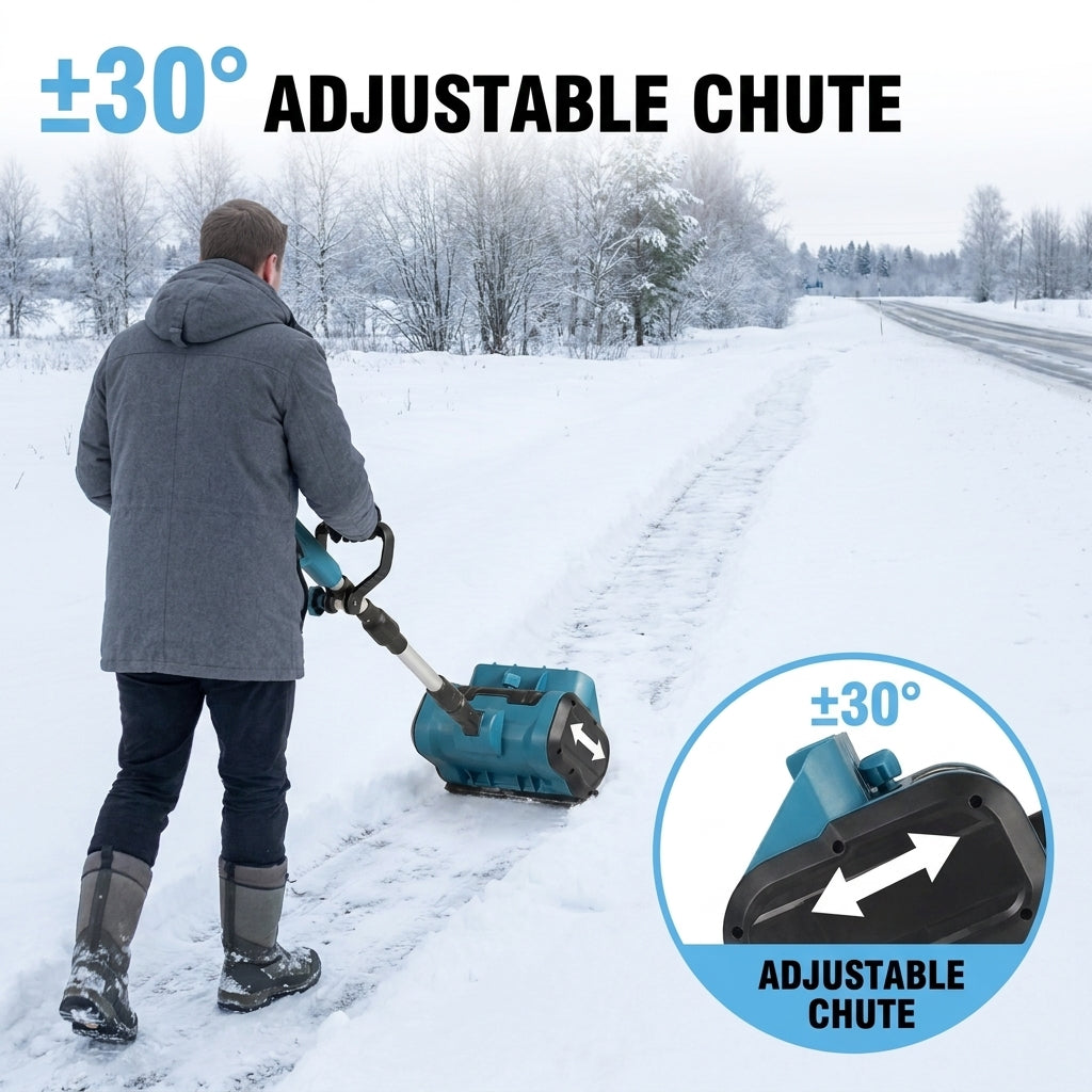 Clearing a snowy path with the Snowy Pro sweeper